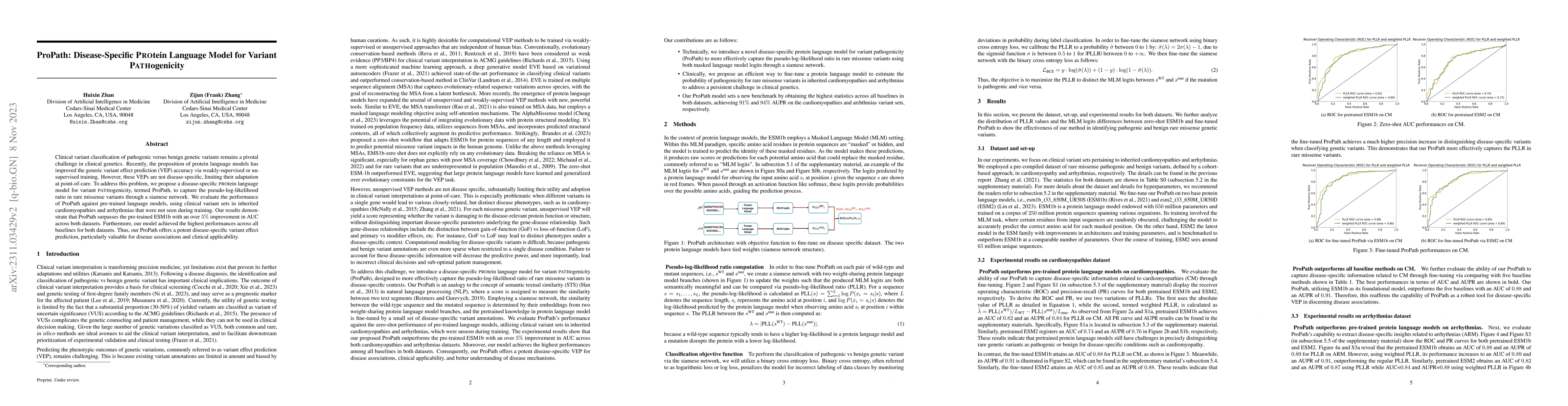 Thumbnail for ProPath: Disease-Specific Protein Language Model for Variant
  Pathogenicity