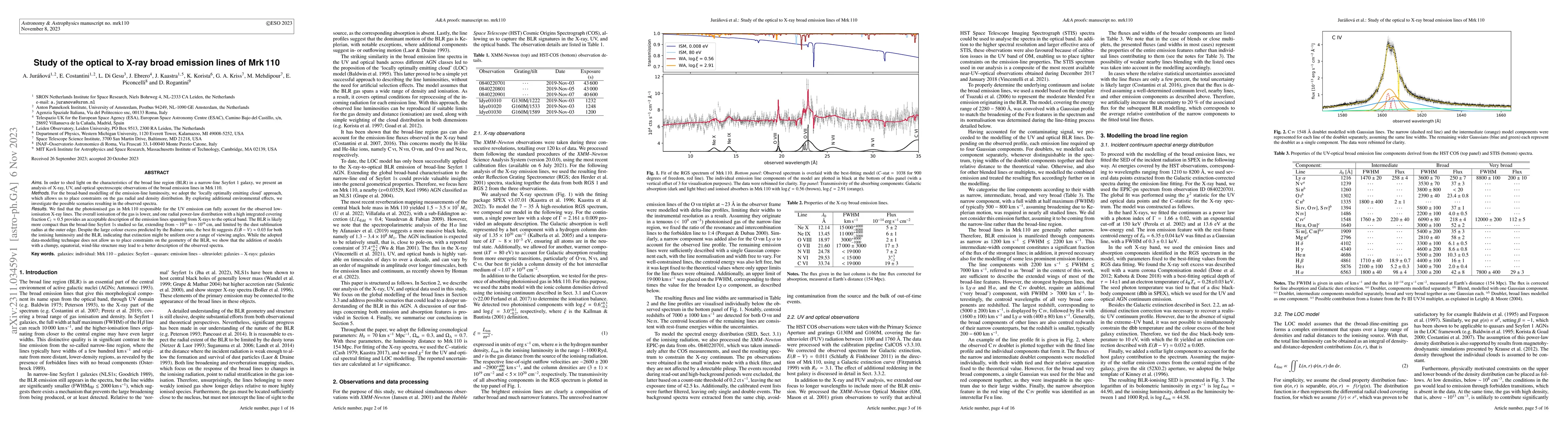 Thumbnail for Study of the optical to X-ray broad emission lines of Mrk 110