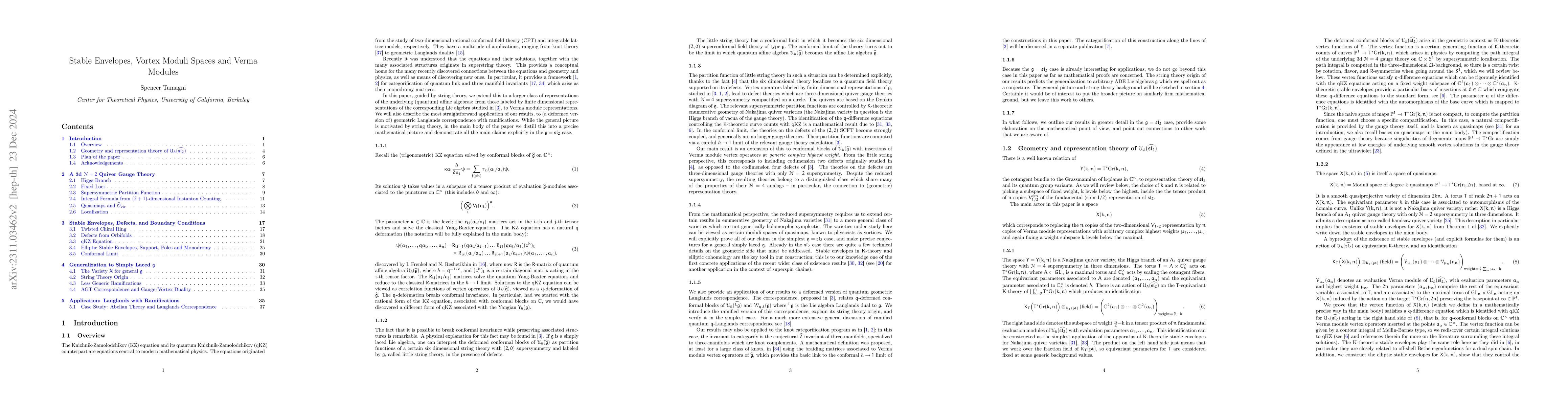 Thumbnail for Stable Envelopes, Vortex Moduli Spaces, and Verma Modules