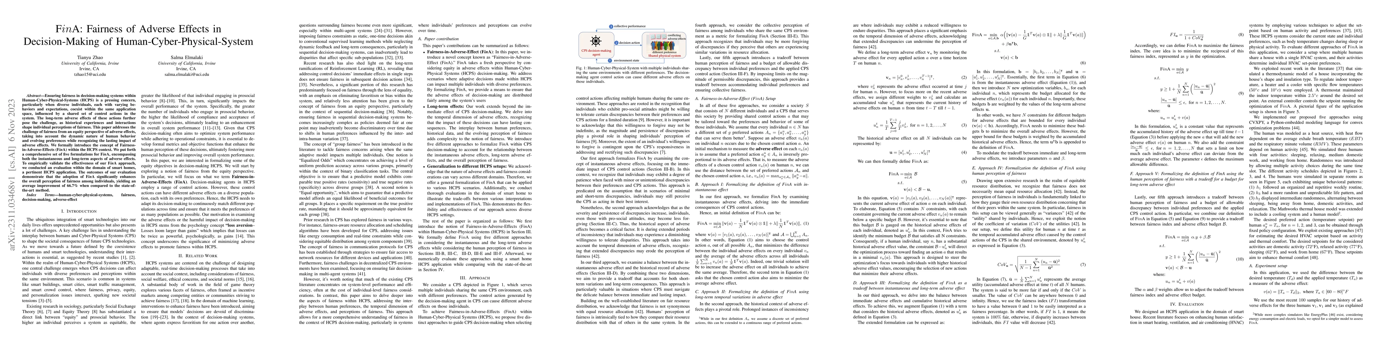Thumbnail for FinA: Fairness of Adverse Effects in Decision-Making of
  Human-Cyber-Physical-System