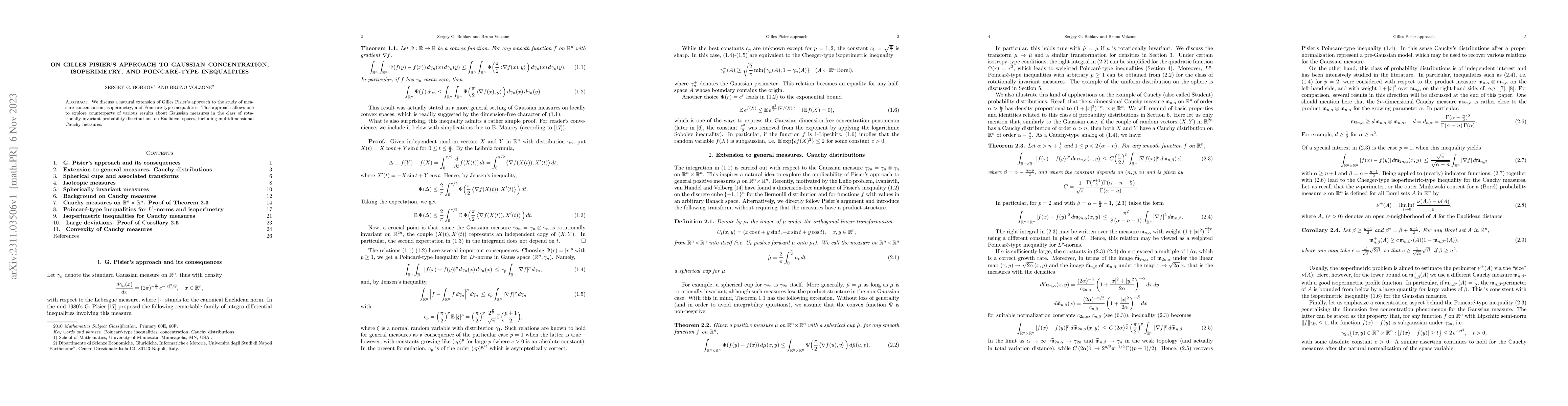 Thumbnail for On Gilles Pisier's approach to gaussian concentration, isoperimetry and
  Poincar\'e-type inequalities