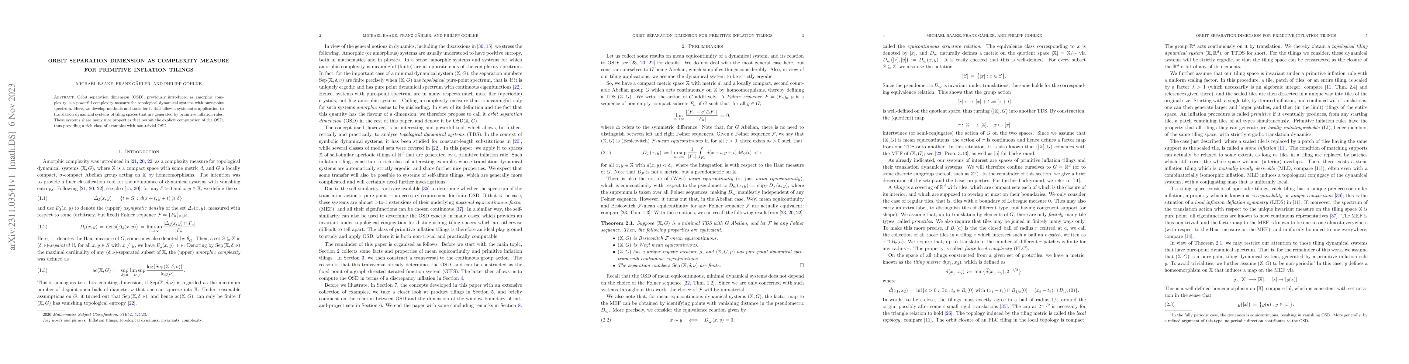 Thumbnail for Orbit separation dimension as complexity measure for primitive inflation
  tilings