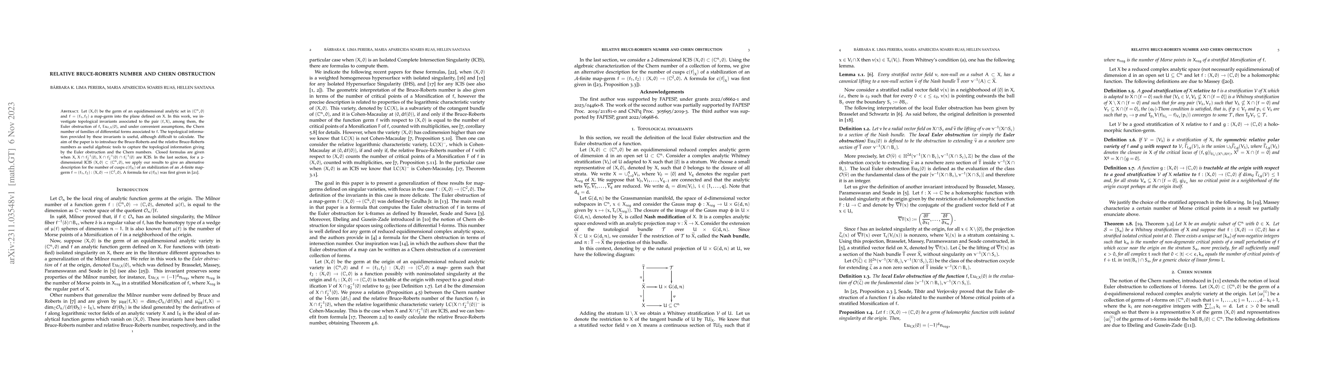 Thumbnail for Relative Bruce-Roberts number and Chern obstruction