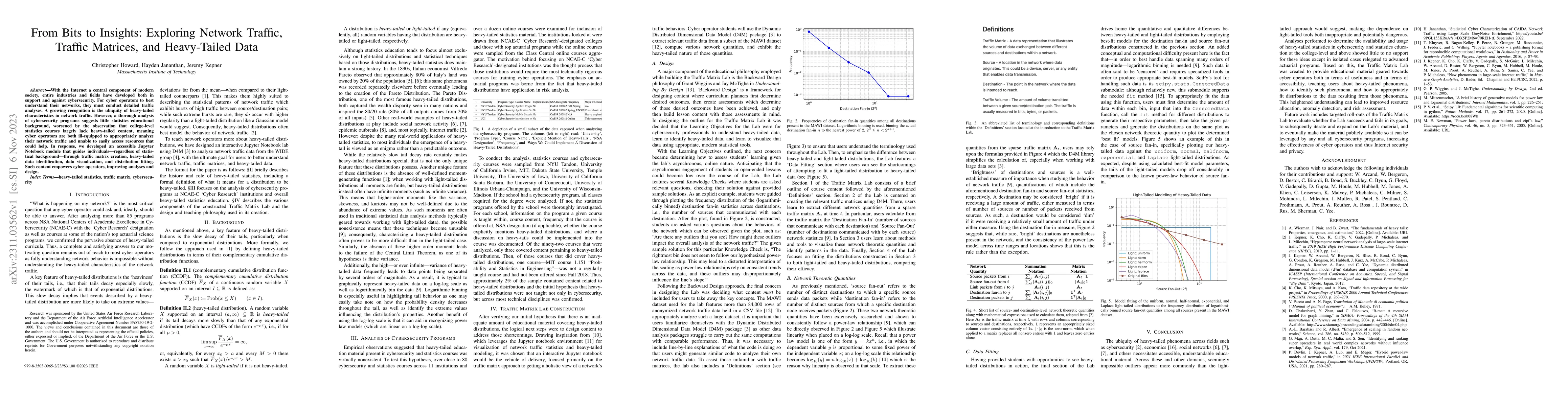 Thumbnail for From Bits to Insights: Exploring Network Traffic, Traffic Matrices, and
  Heavy-Tailed Data