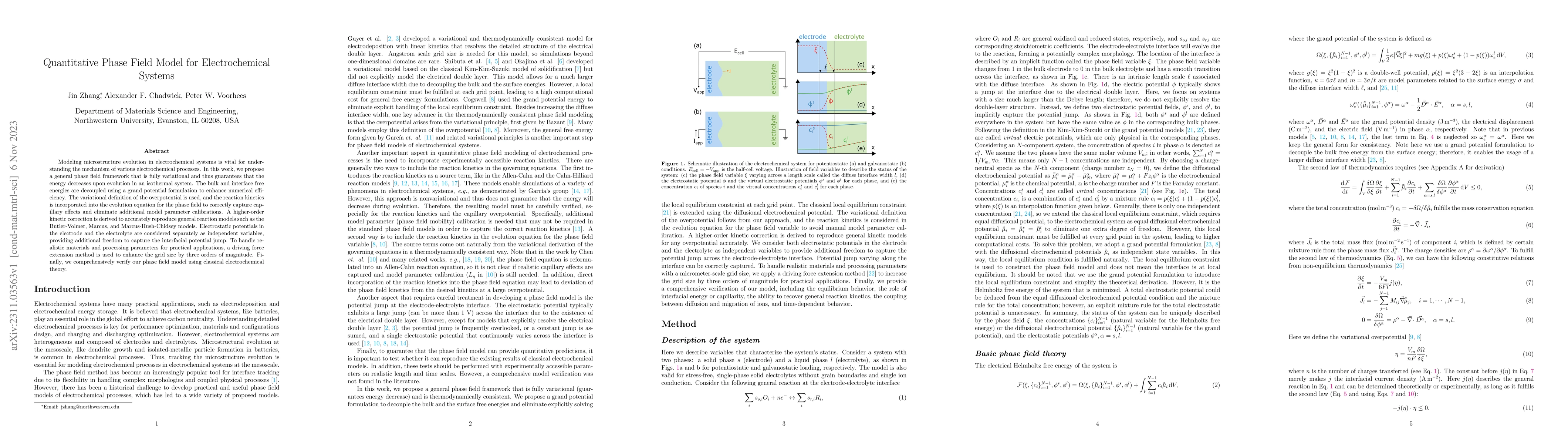 Thumbnail for Quantitative Phase Field Model for Electrochemical Systems