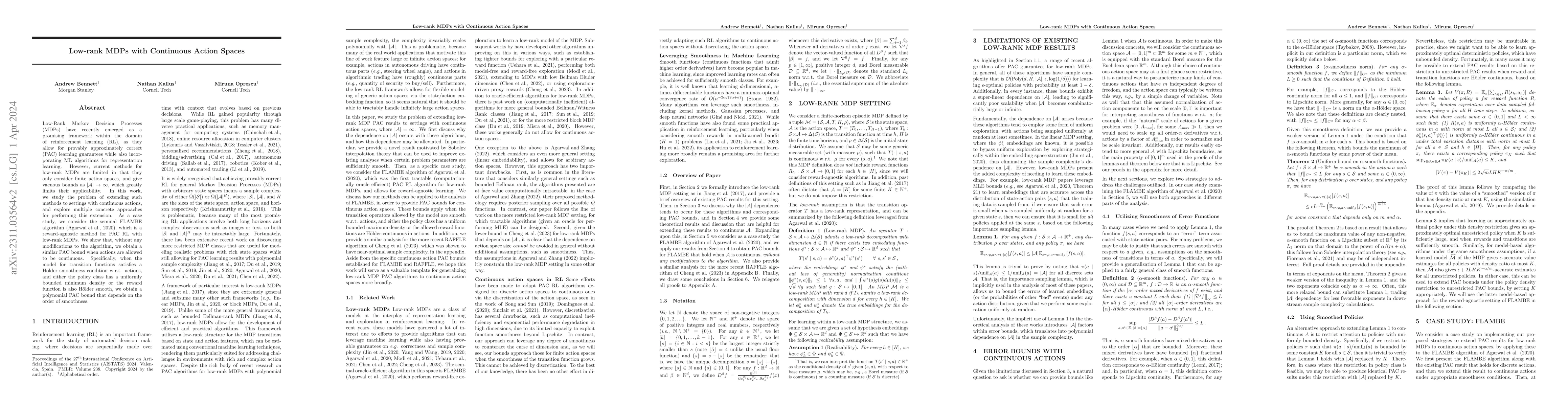 Thumbnail for Low-Rank MDPs with Continuous Action Spaces