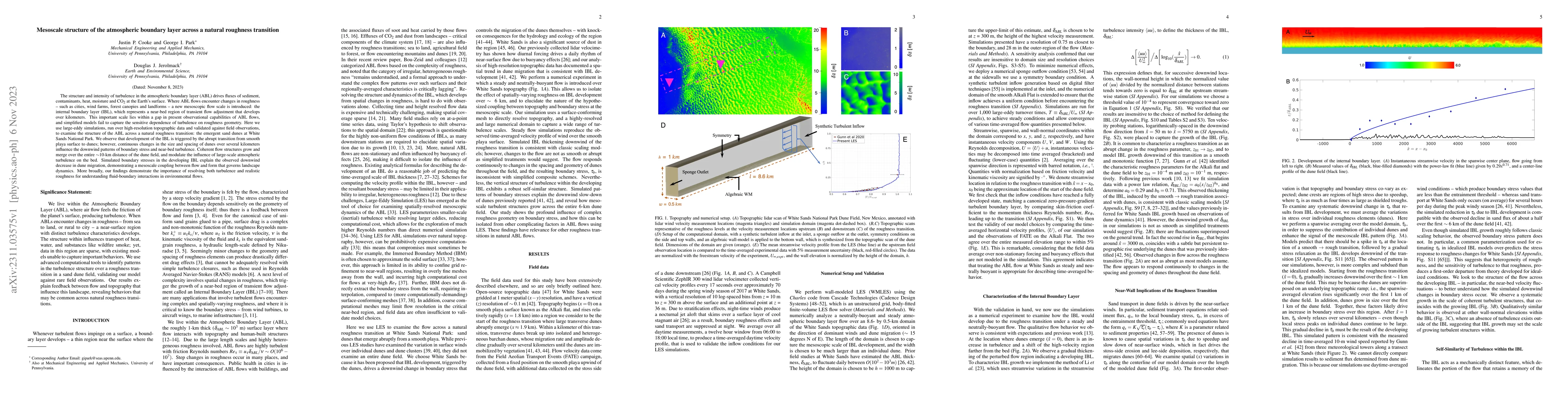 Thumbnail for Mesoscale structure of the atmospheric boundary layer across a natural
  roughness transition
