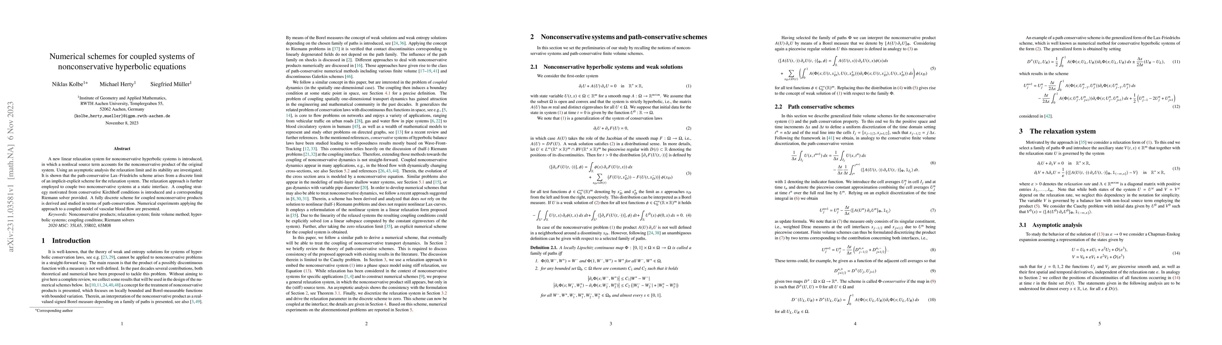 Thumbnail for Numerical schemes for coupled systems of nonconservative hyperbolic
  equations