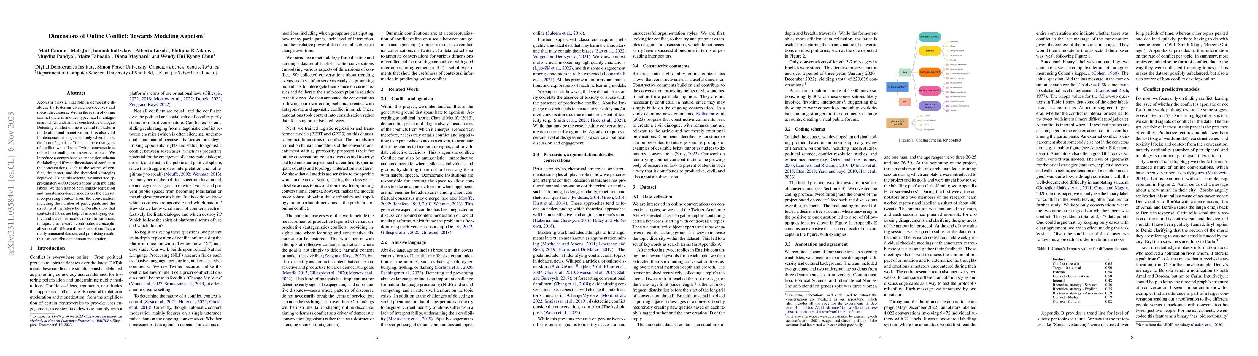 Thumbnail for Dimensions of Online Conflict: Towards Modeling Agonism