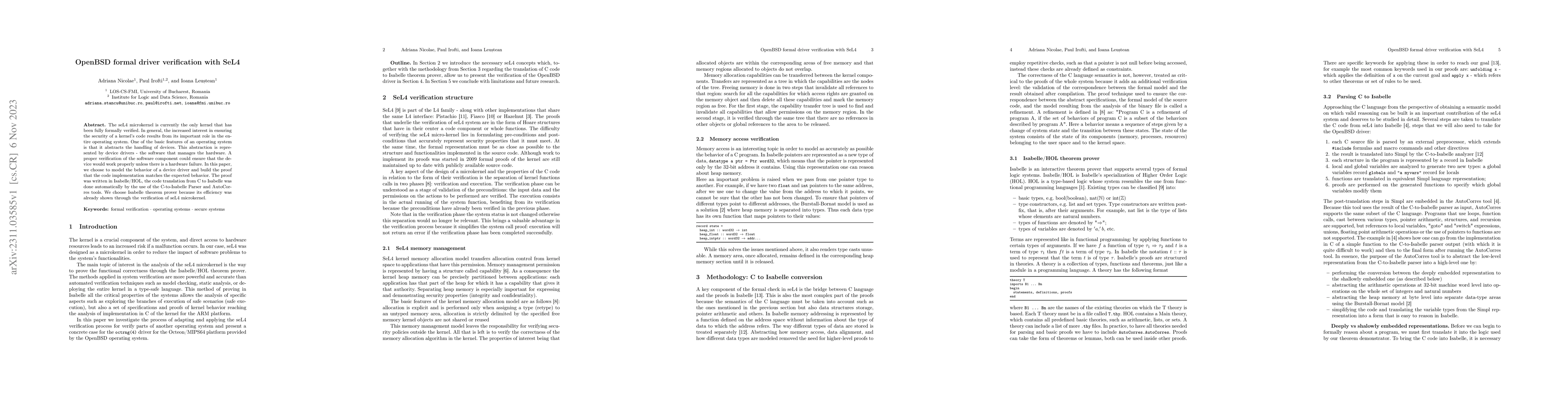 Thumbnail for OpenBSD formal driver verification with SeL4