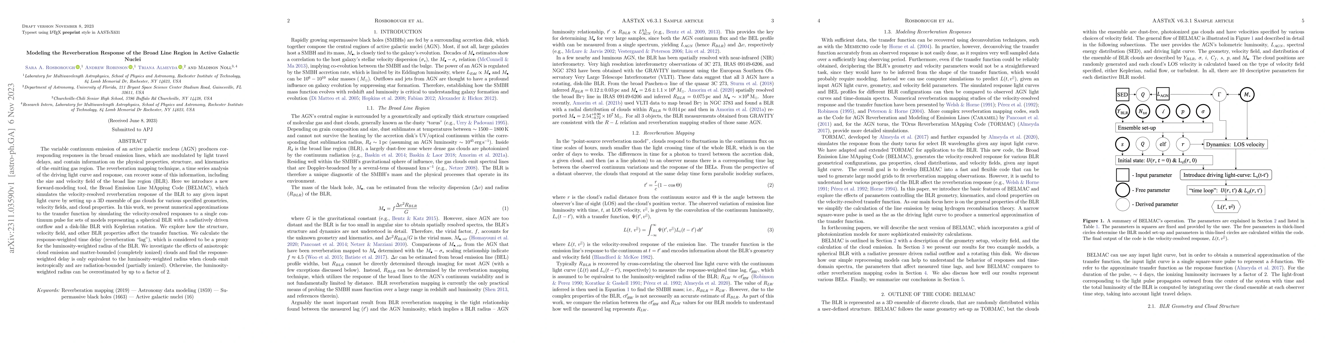 Thumbnail for Modeling the Reverberation Response of the Broad Line Region in Active
  Galactic Nuclei
