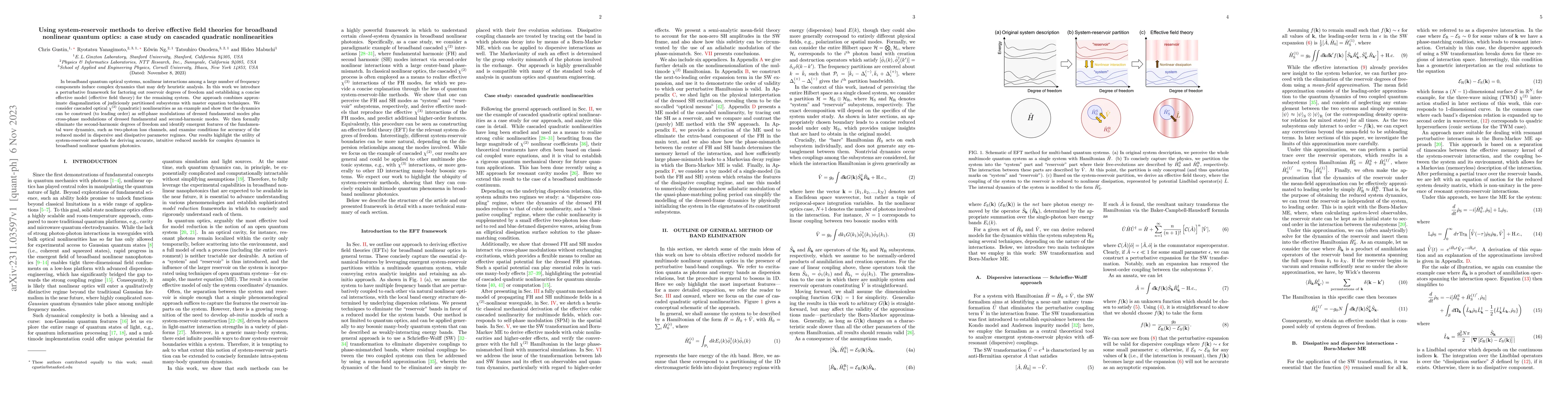 Thumbnail for Using system-reservoir methods to derive effective field theories for
  broadband nonlinear quantum optics: a case study on cascaded quadratic
  nonlinearities