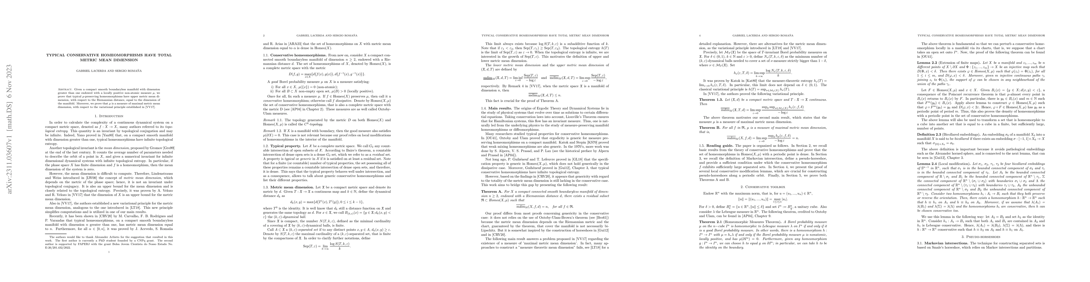 Thumbnail for Typical conservative homeomorphisms have total metric mean dimension