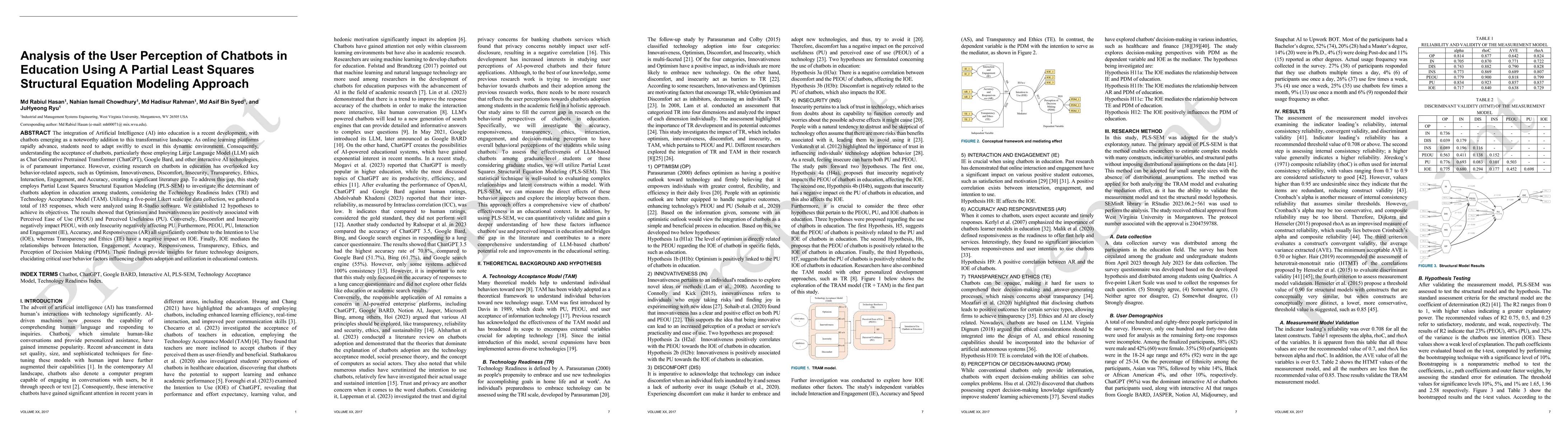 Thumbnail for Analysis of the User Perception of Chatbots in Education Using A Partial
  Least Squares Structural Equation Modeling Approach