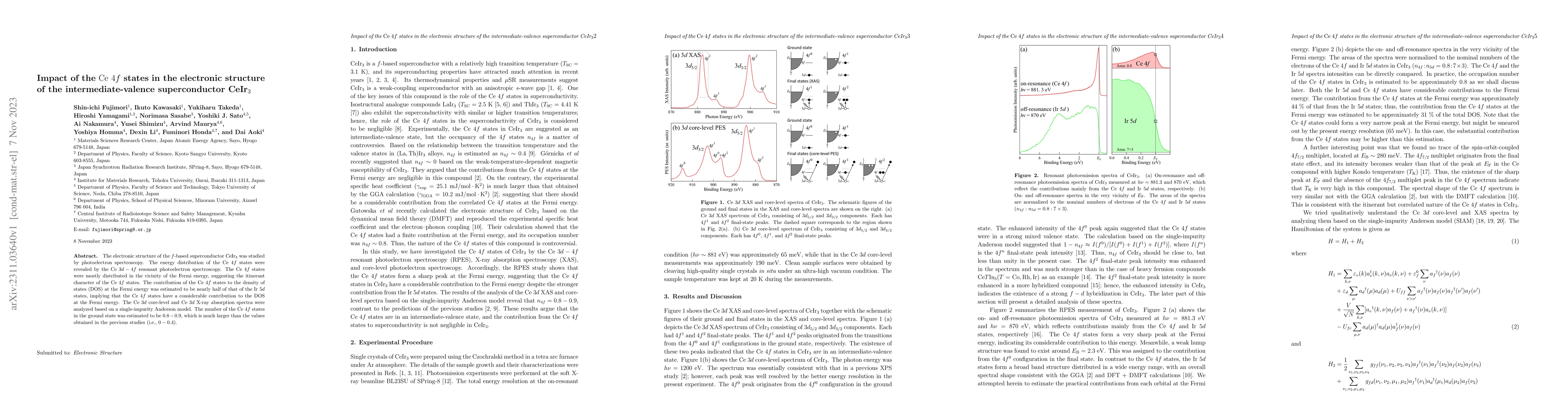 Thumbnail for Impact of the Ce $4f$ states in the electronic structure of the
  intermediate-valence superconductor CeIr$_3$