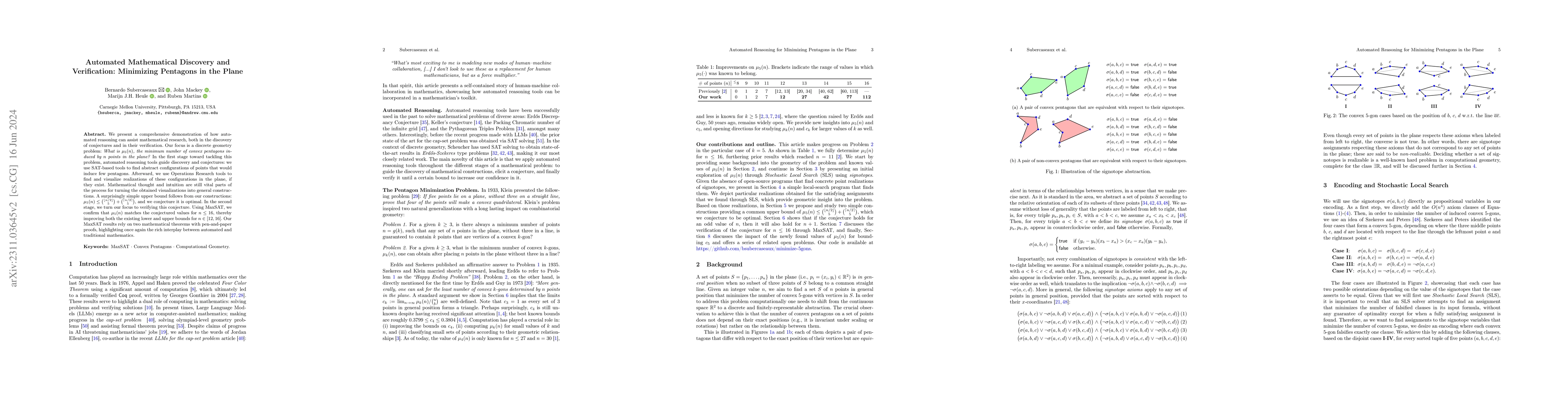 Thumbnail for Automated Mathematical Discovery and Verification: Minimizing Pentagons
  in the Plane