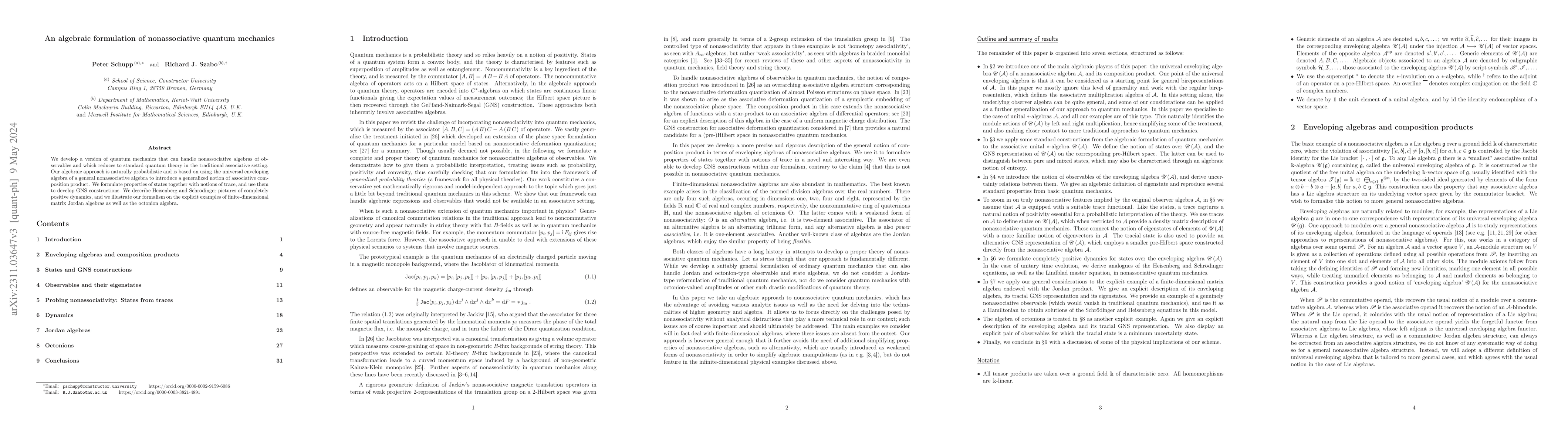 Thumbnail for An algebraic formulation of nonassociative quantum mechanics