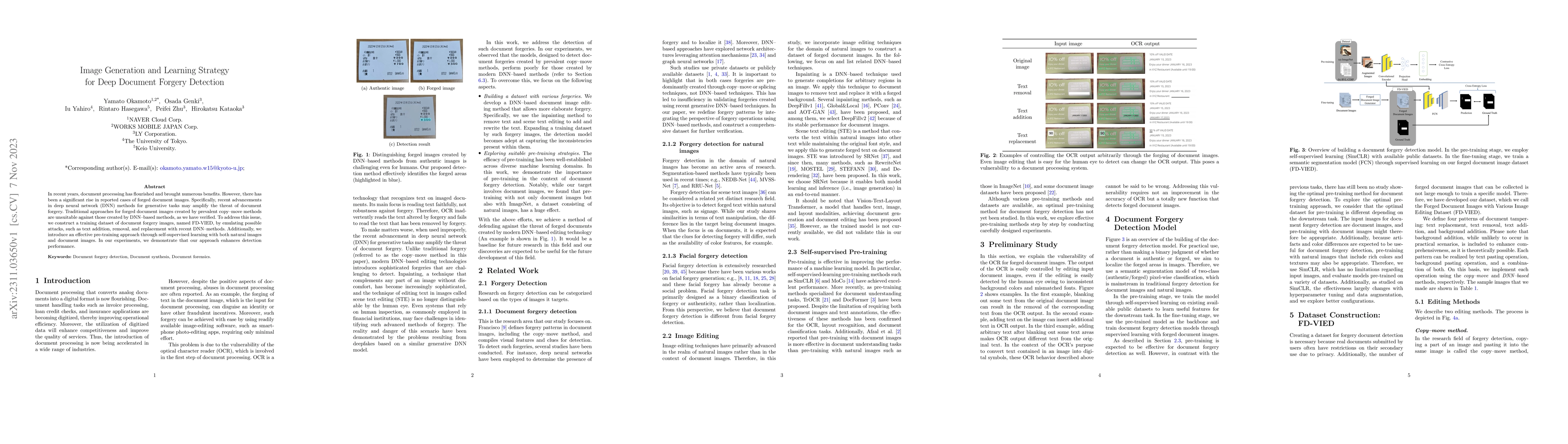 Thumbnail for Image Generation and Learning Strategy for Deep Document Forgery
  Detection