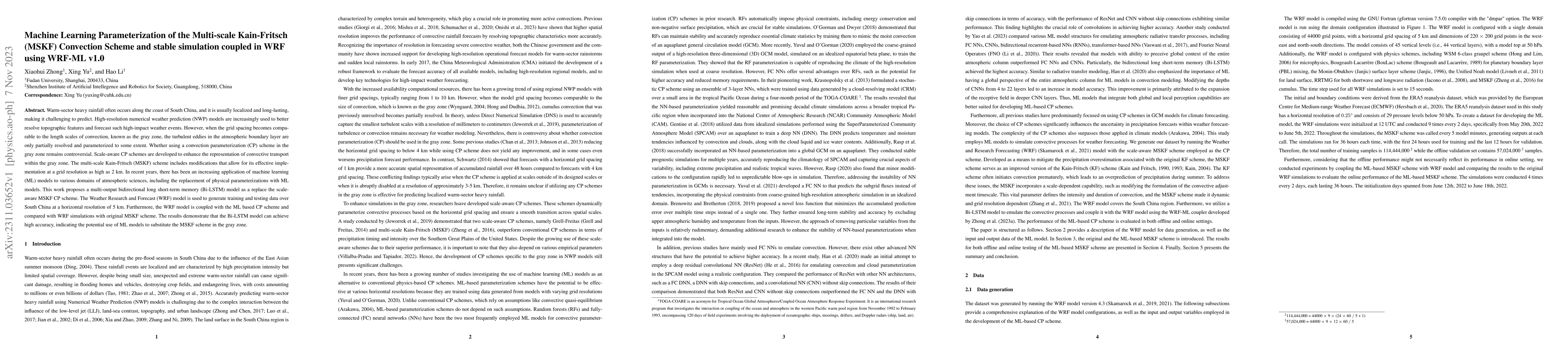 Thumbnail for Machine Learning Parameterization of the Multi-scale Kain-Fritsch (MSKF)
  Convection Scheme