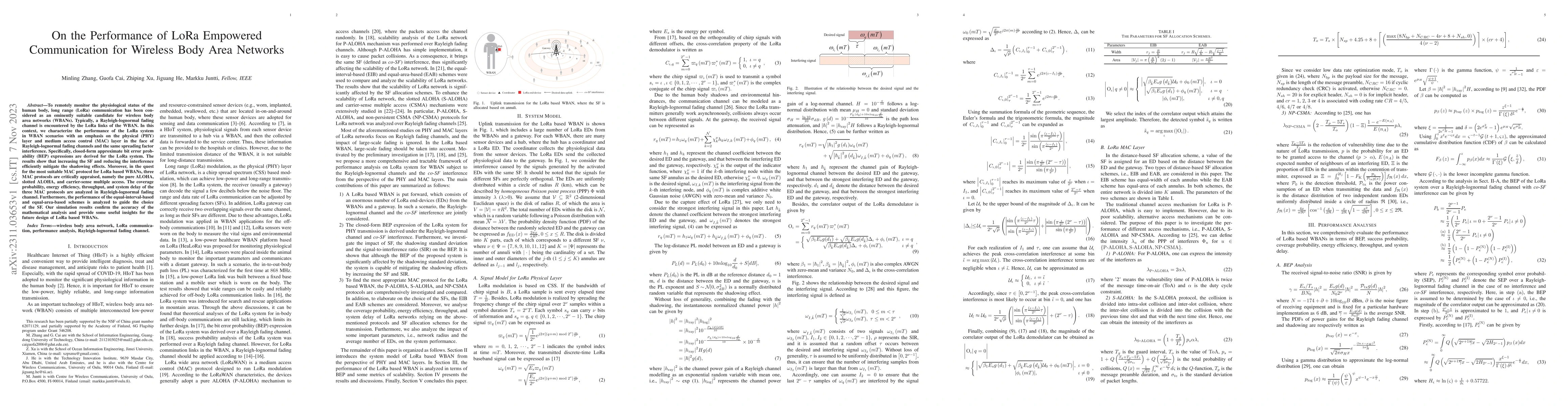 Thumbnail for On the Performance of LoRa Empowered Communication for Wireless Body
  Area Networks