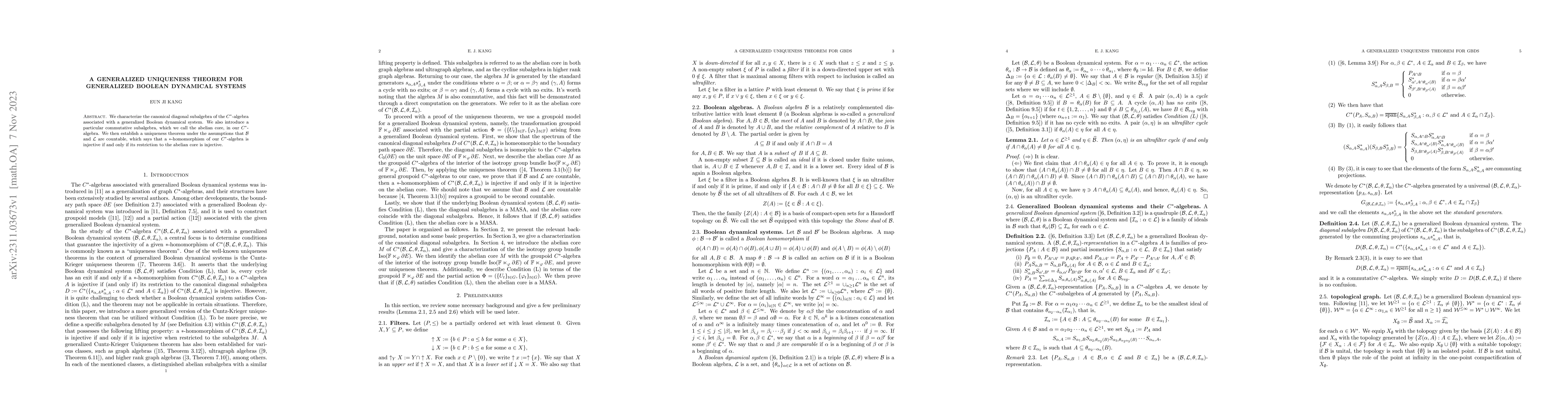 Thumbnail for A generalized uniqueness theorem for generalized Boolean dynamical
  systems