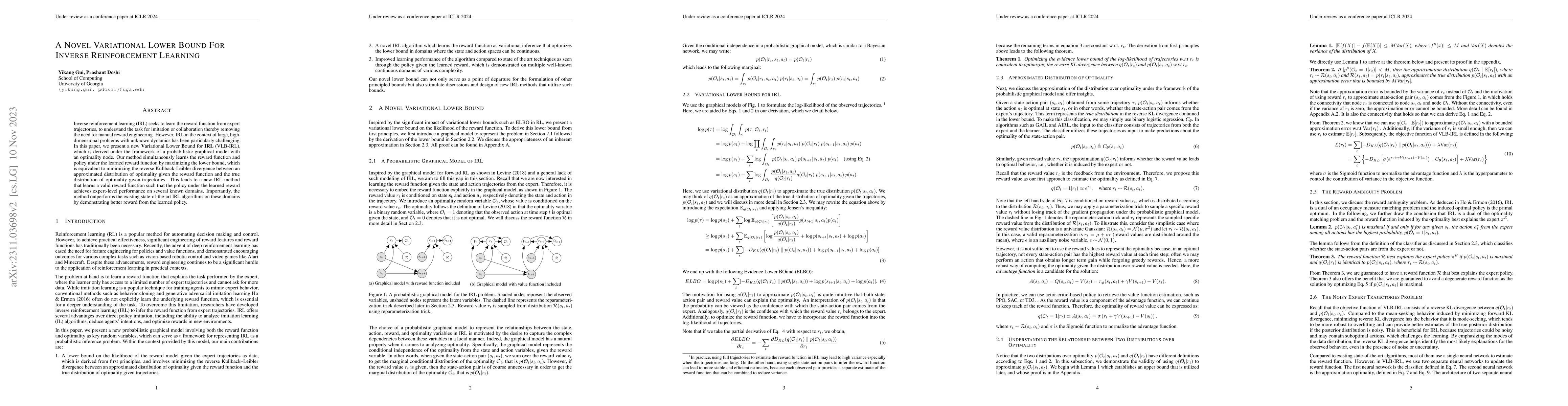 Thumbnail for A Novel Variational Lower Bound for Inverse Reinforcement Learning