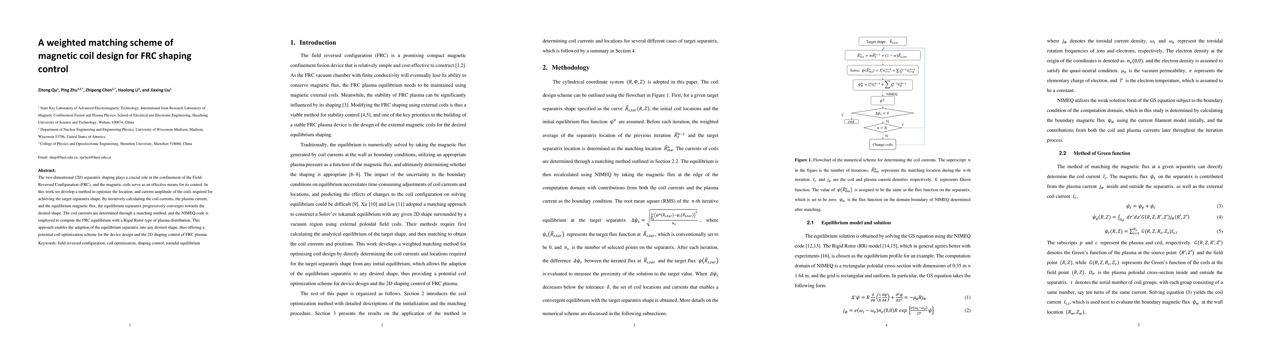 Thumbnail for A weighted matching scheme of magnetic coil design for FRC shaping
  control
