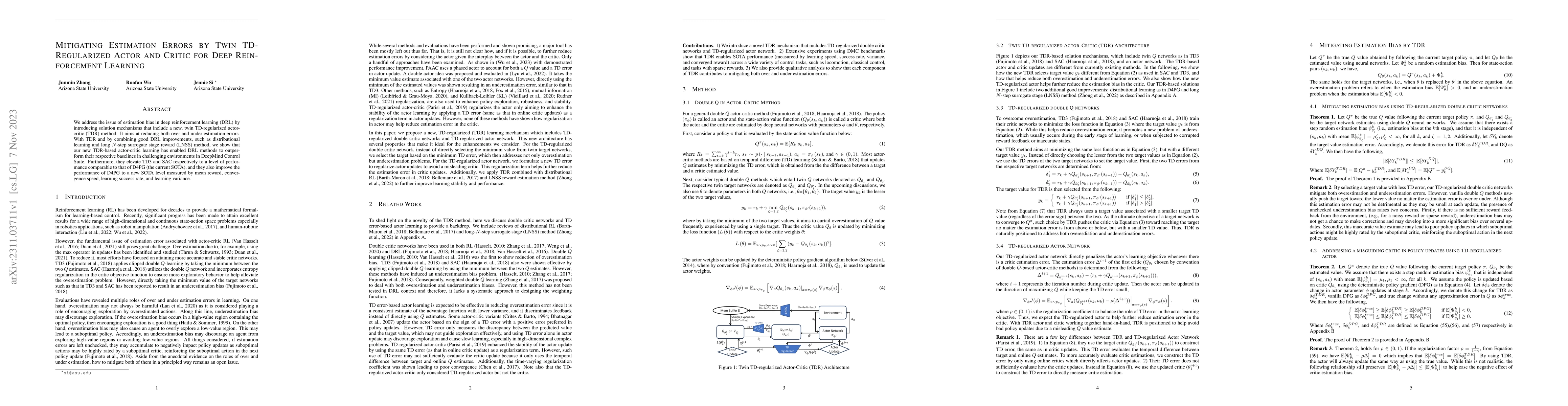 Thumbnail for Mitigating Estimation Errors by Twin TD-Regularized Actor and Critic for
  Deep Reinforcement Learning