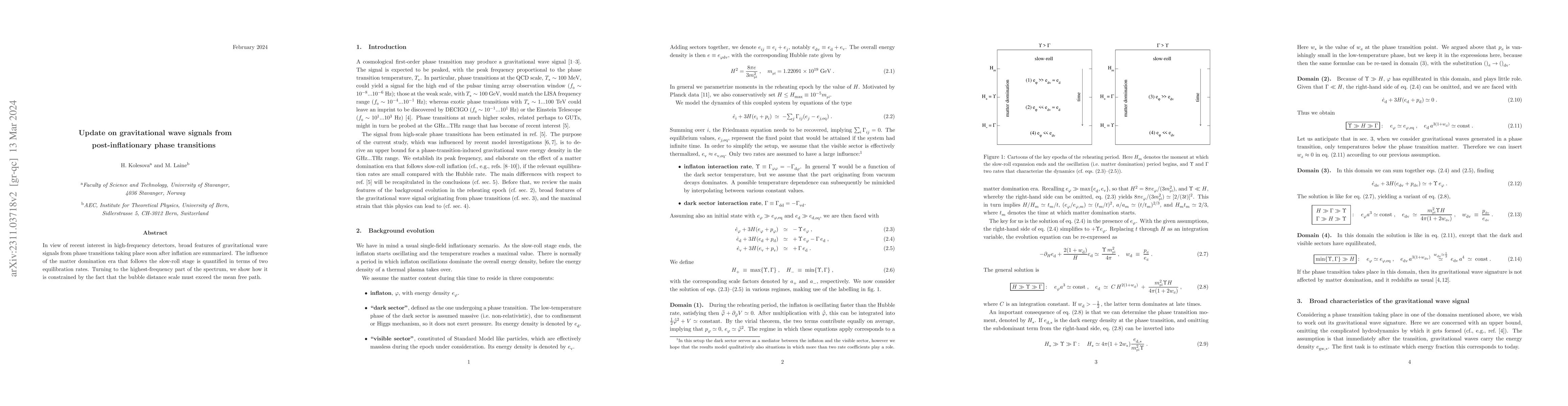 Thumbnail for Update on gravitational wave signals from post-inflationary phase
  transitions
