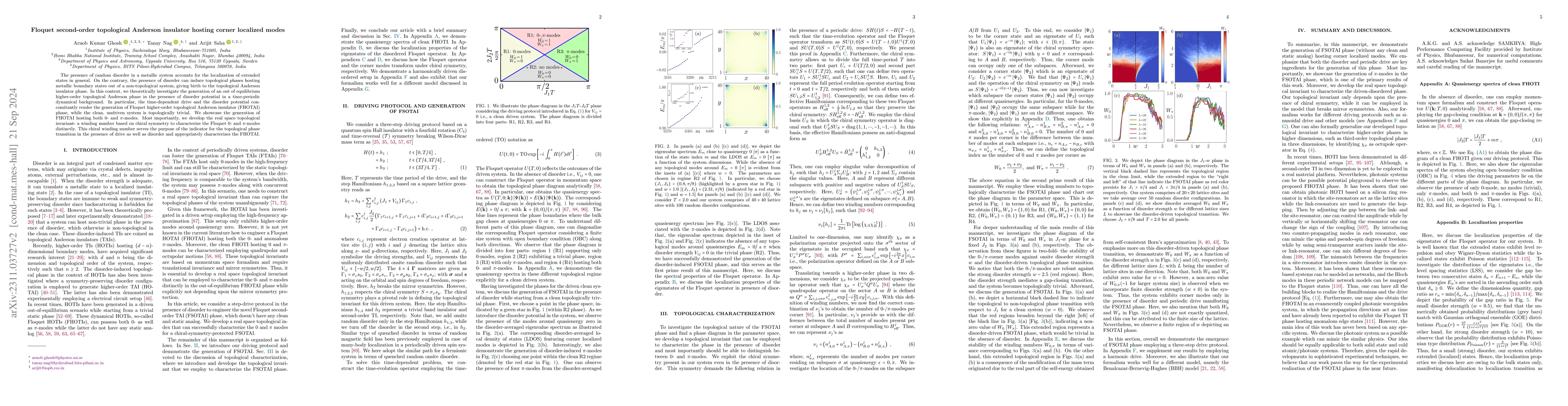 Thumbnail for Floquet second-order topological Anderson insulator hosting corner
  localized modes