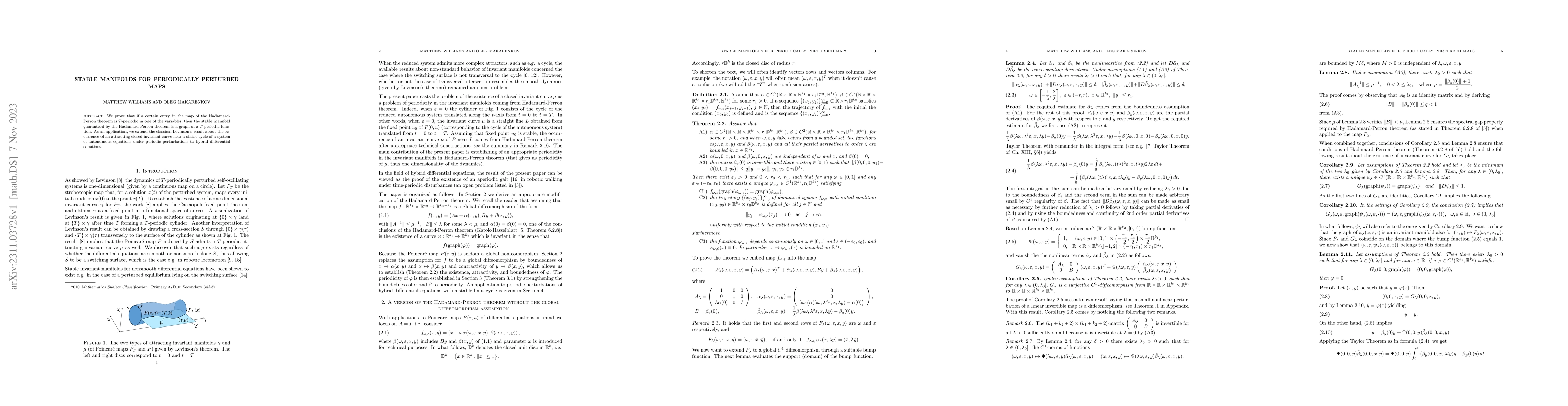 Thumbnail for Stable manifolds for periodically perturbed maps