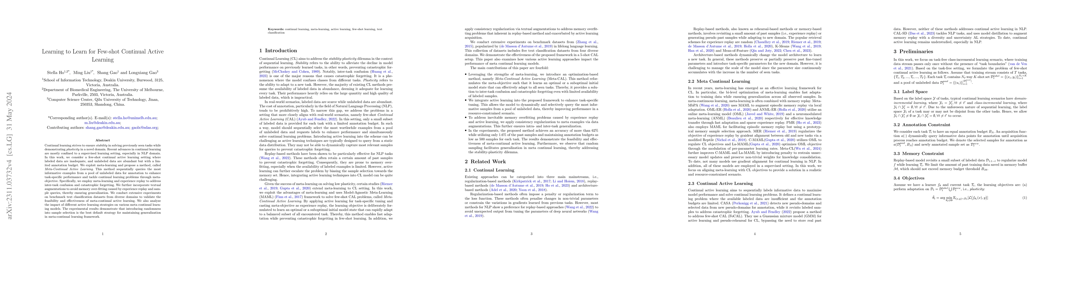 Thumbnail for Learning to Learn for Few-shot Continual Active Learning
