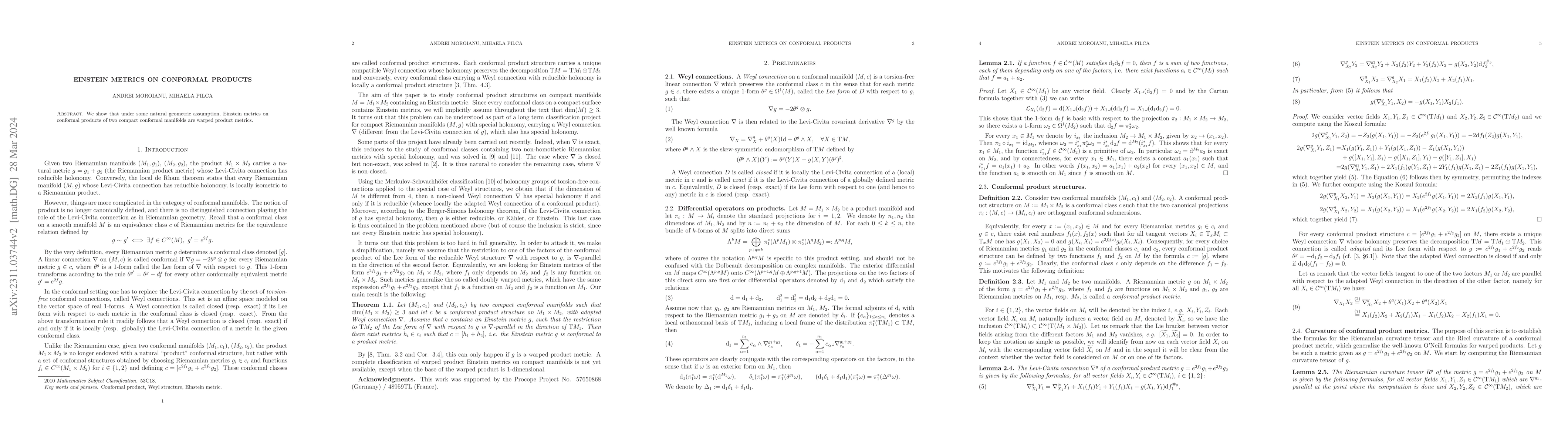 Thumbnail for Einstein metrics on conformal products