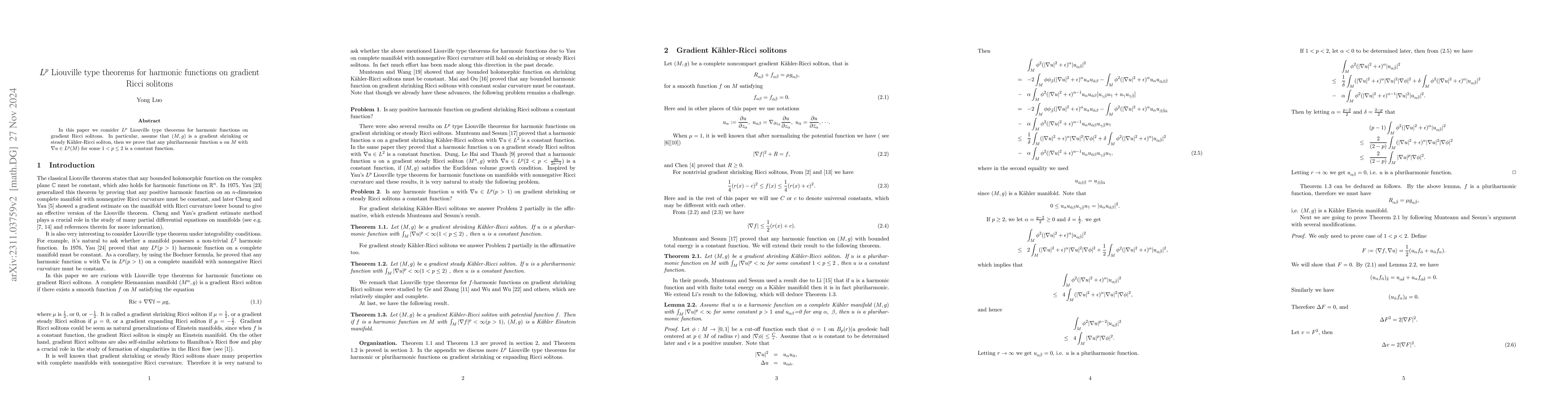 Thumbnail for $L^p$ Liouville type theorems for harmonic functions on gradient Ricci
  solitons