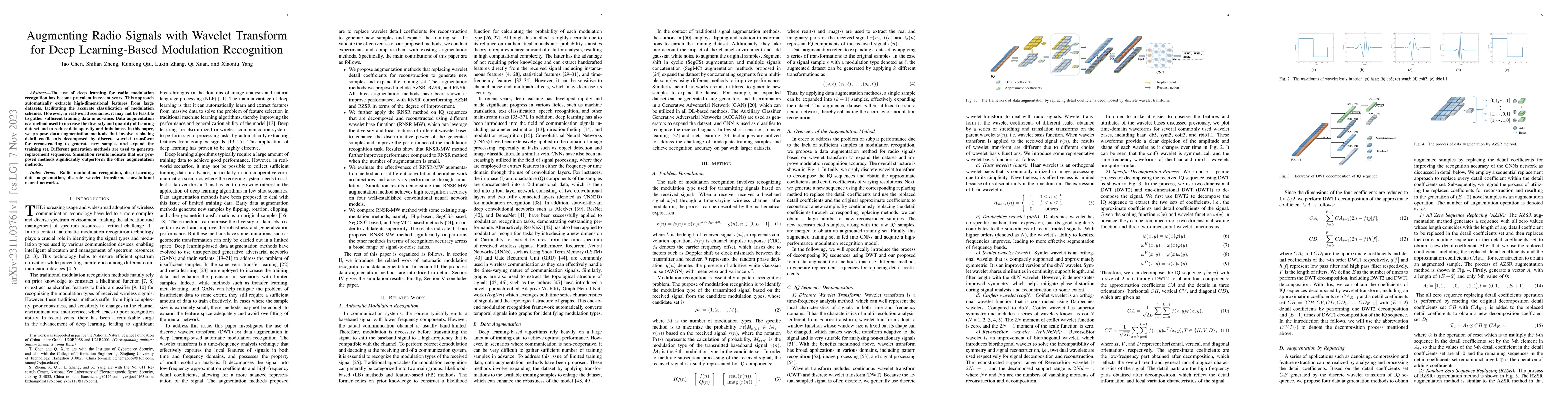 Thumbnail for Augmenting Radio Signals with Wavelet Transform for Deep Learning-Based
  Modulation Recognition