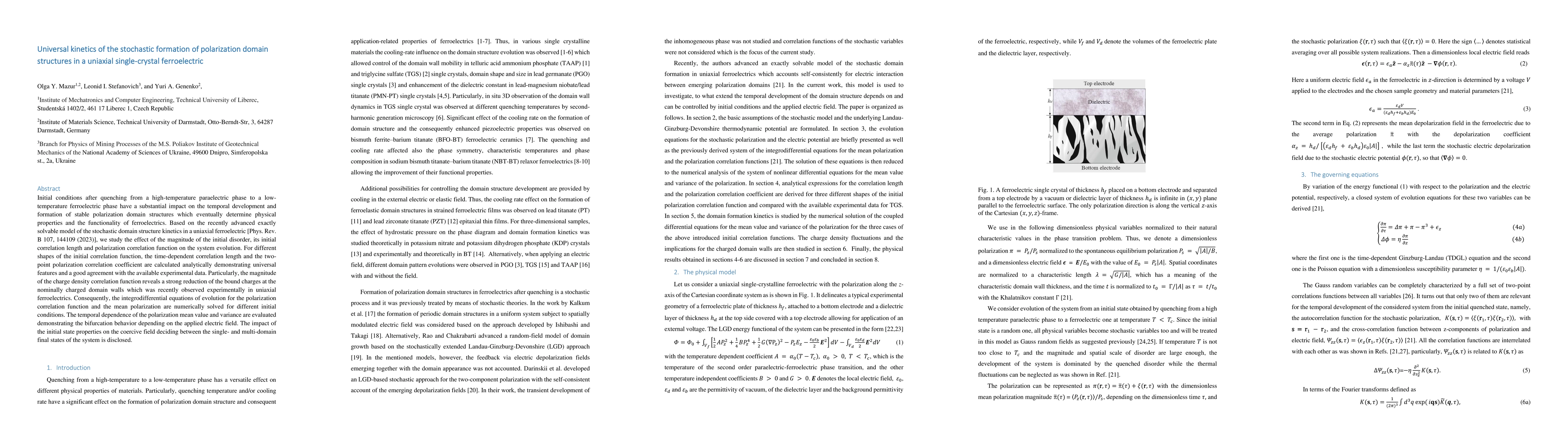 Thumbnail for Universal kinetics of the stochastic formation of polarization domain
  structures in a uniaxial single-crystal ferroelectric