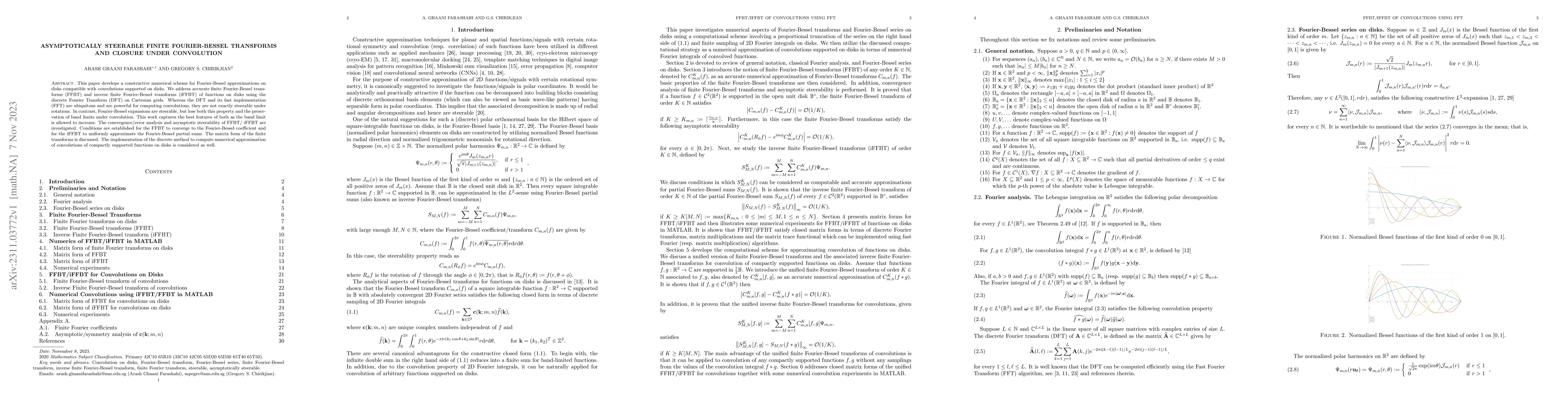 Thumbnail for Asymptotically Steerable Finite Fourier-Bessel Transforms and Closure
  under Convolution