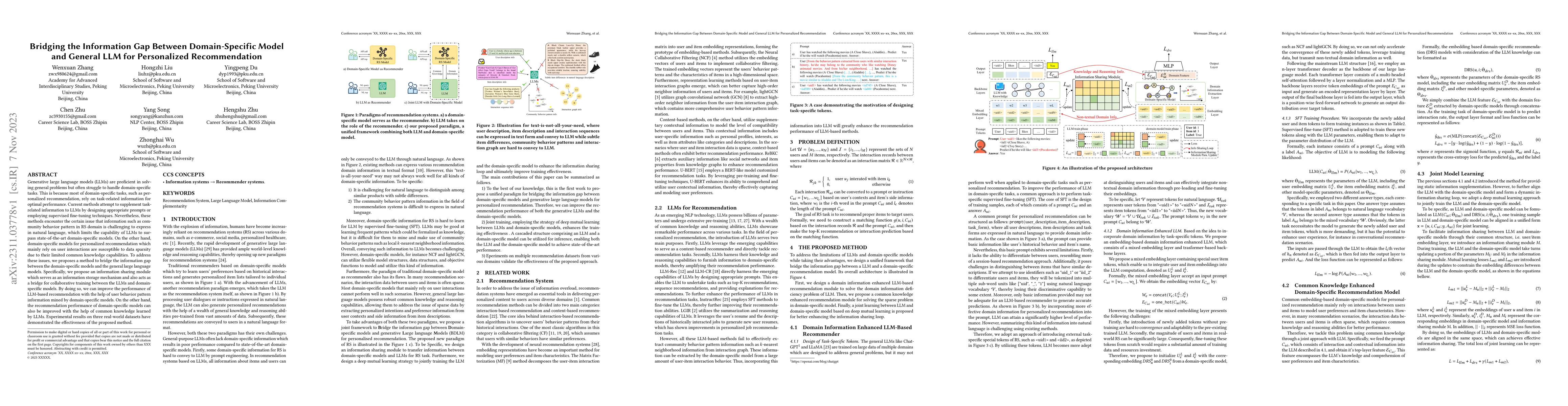 Thumbnail for Bridging the Information Gap Between Domain-Specific Model and General
  LLM for Personalized Recommendation