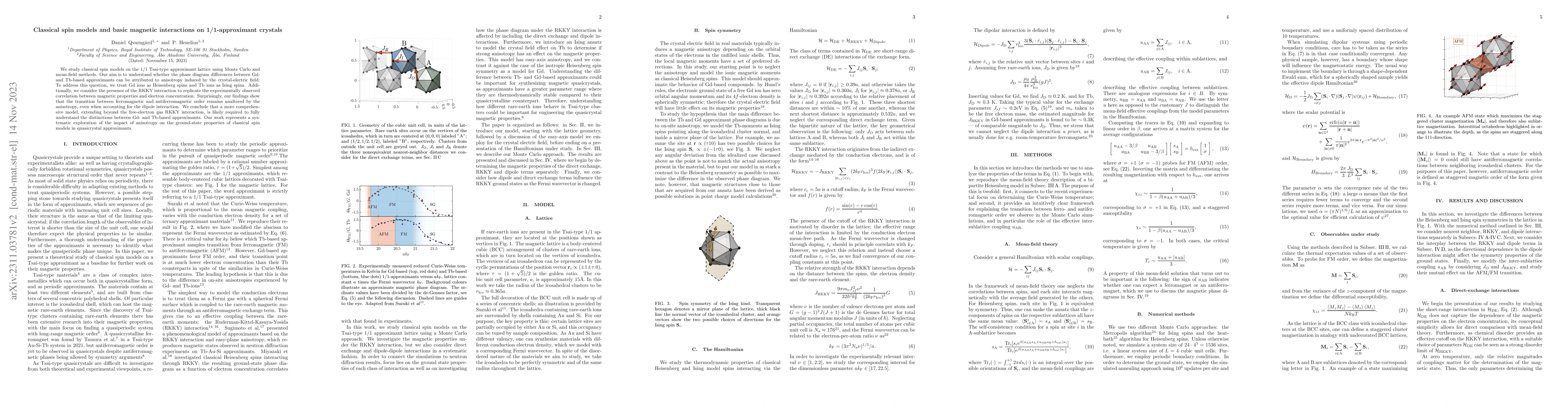 Thumbnail for Classical spin models and basic magnetic interactions on 1/1-approximant
  crystals