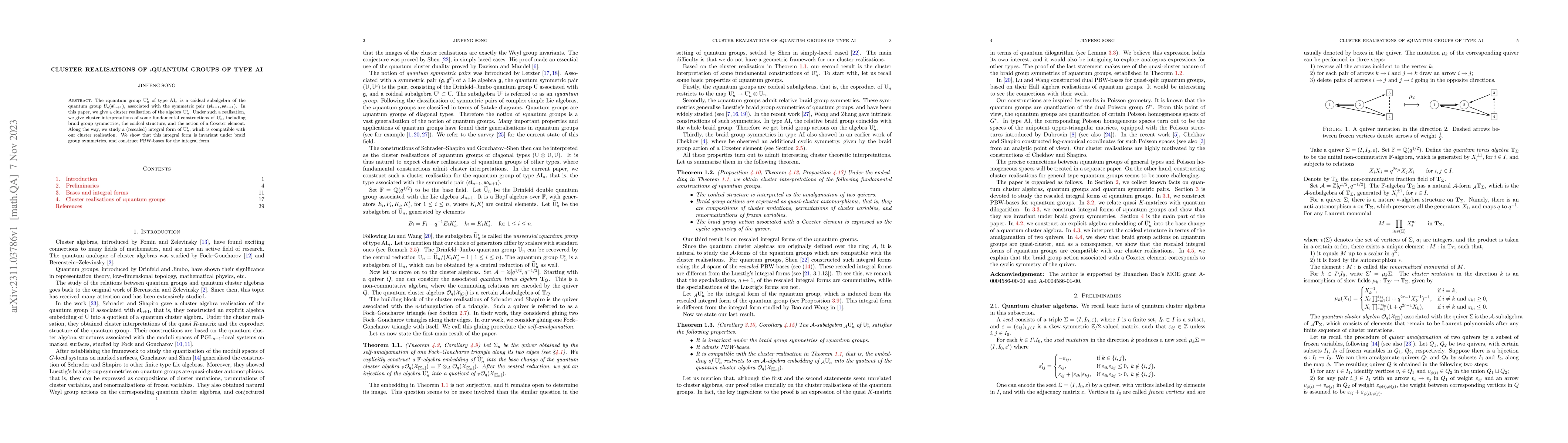 Thumbnail for Cluster realisations of $\imath$quantum groups of type AI