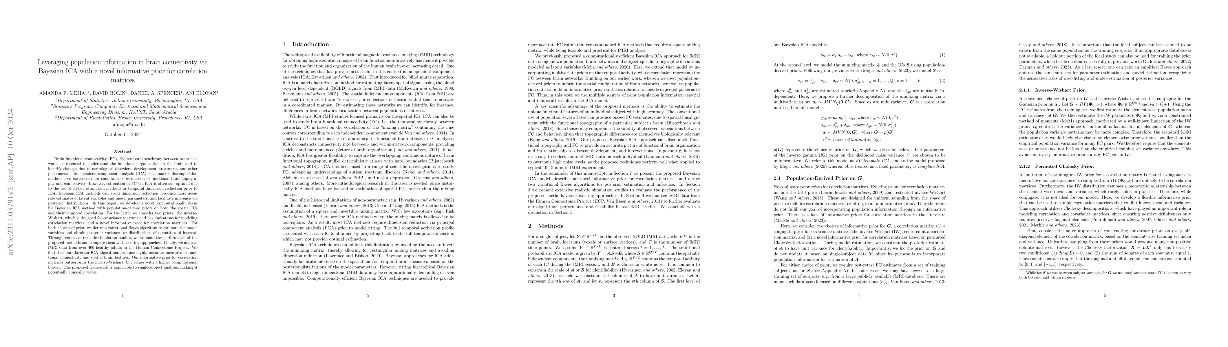 Thumbnail for Accurate estimation of functional brain connectivity via Bayesian ICA
  with population-derived priors