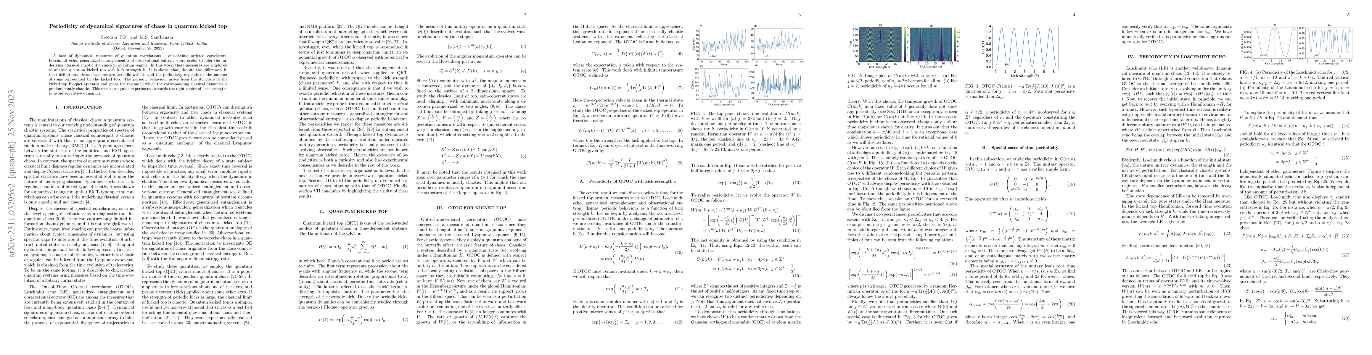 Thumbnail for Periodicity of dynamical signatures of chaos in quantum kicked top