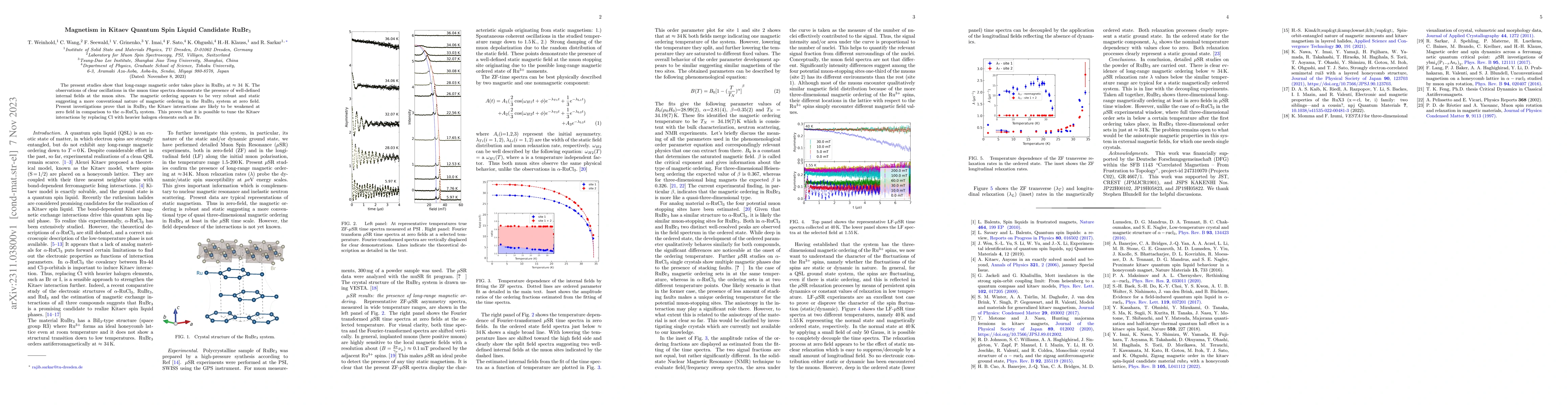 Thumbnail for Magnetism in Kitaev Quantum Spin Liquid Candidate RuBr$_3$