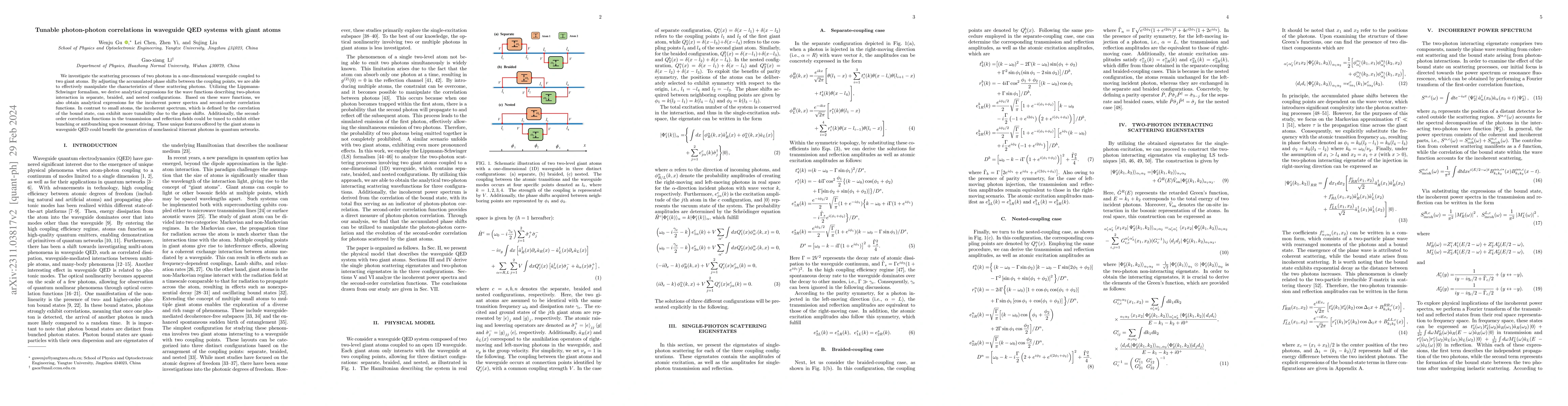 Thumbnail for Tunable photon-photon correlations in waveguide QED systems with giant
  atoms