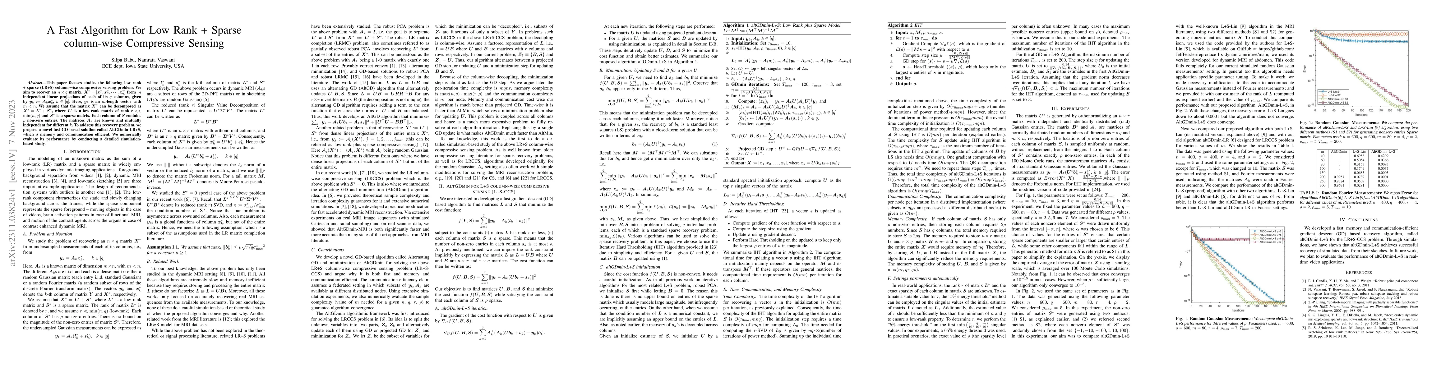 Thumbnail for A Fast Algorithm for Low Rank + Sparse column-wise Compressive Sensing