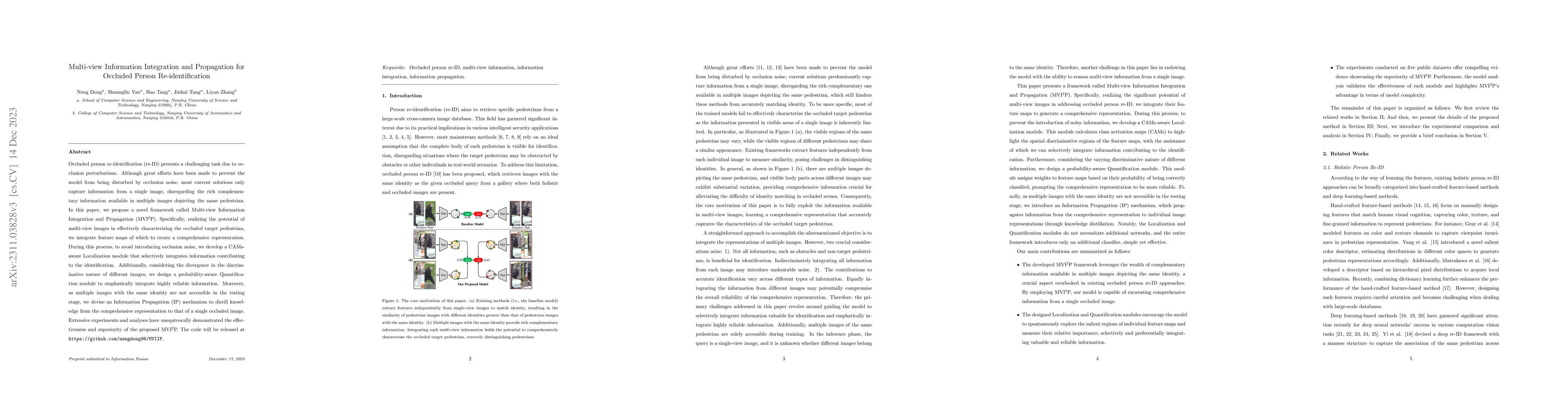 Thumbnail for Multi-view Information Integration and Propagation for Occluded Person
  Re-identification