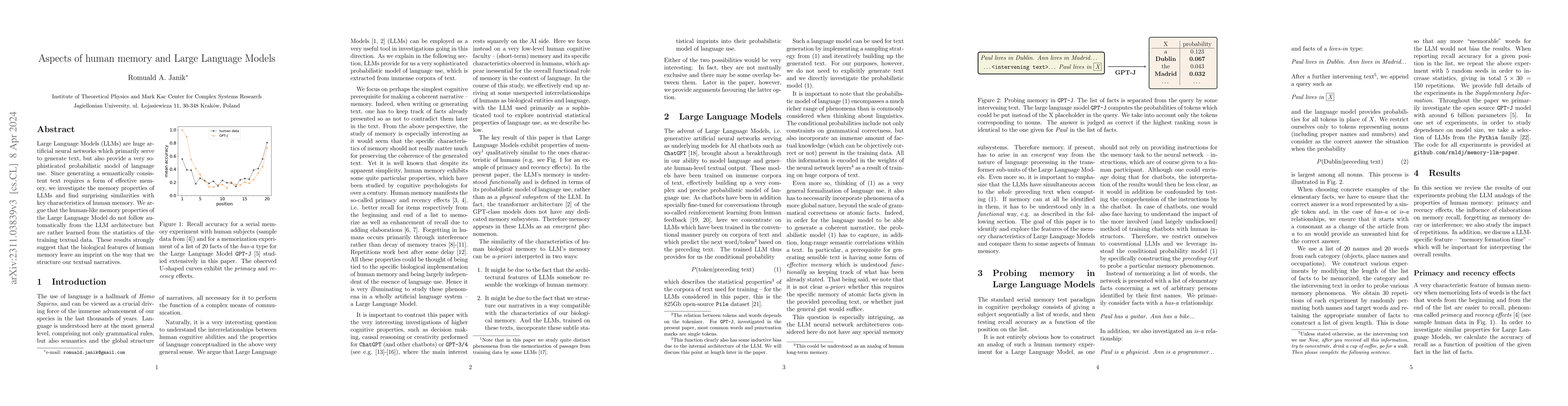 Thumbnail for Aspects of human memory and Large Language Models
