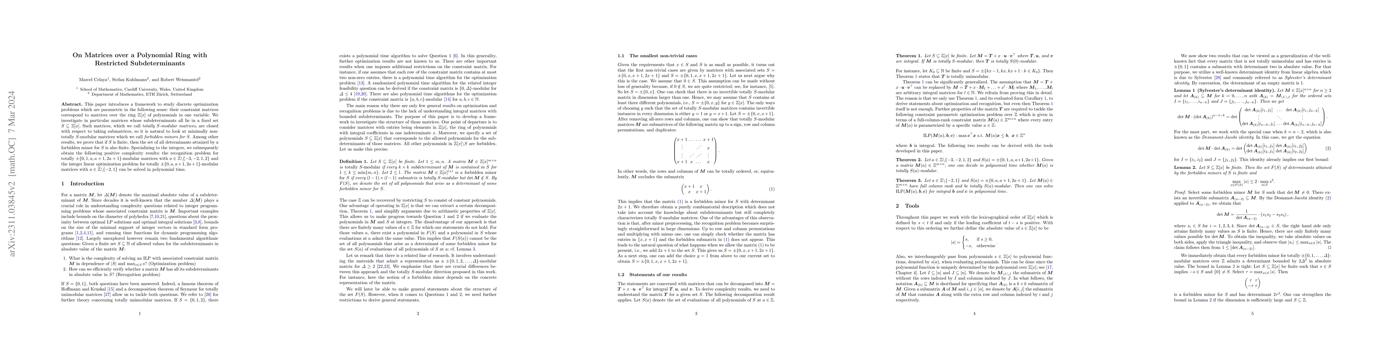 Thumbnail for On Matrices over a Polynomial Ring with Restricted Subdeterminants