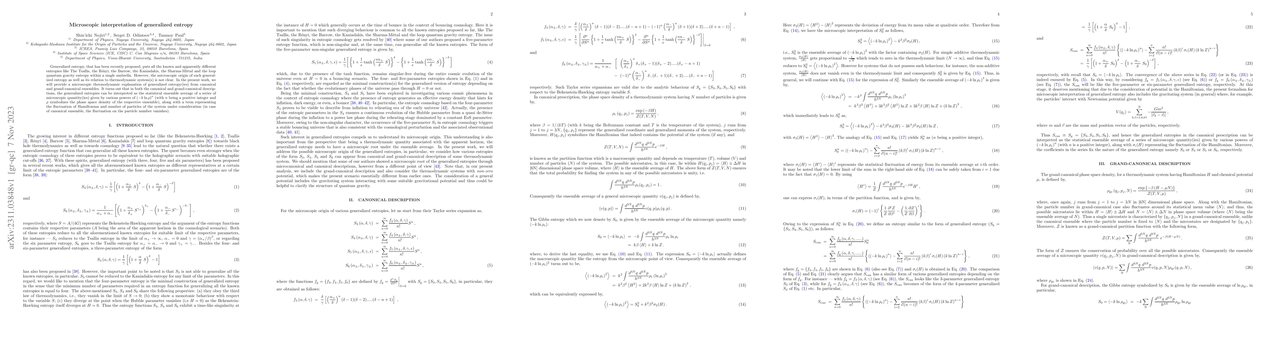 Thumbnail for Microscopic interpretation of generalized entropy