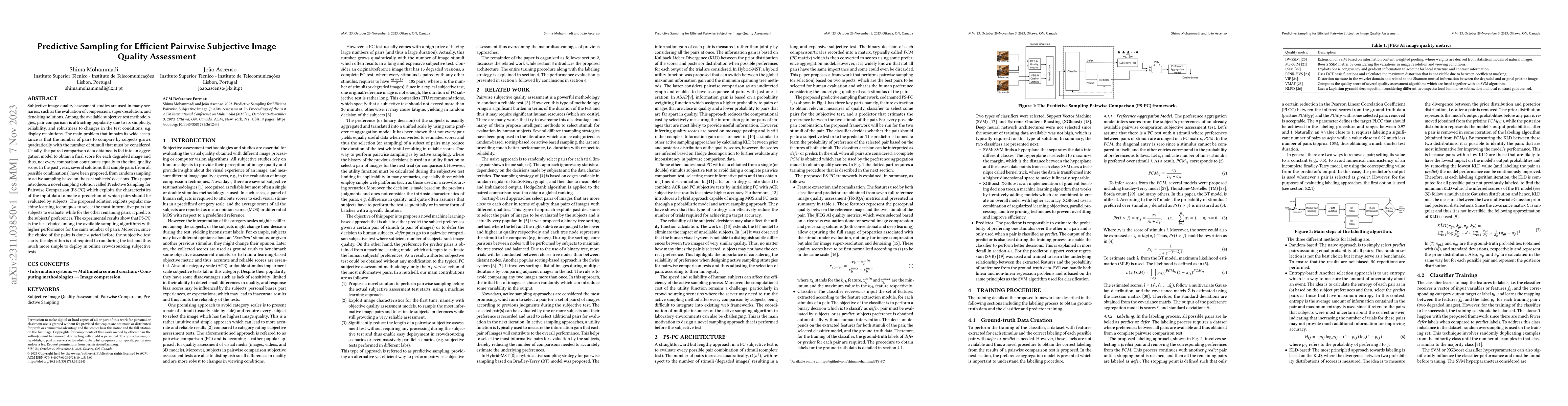 Thumbnail for Predictive Sampling for Efficient Pairwise Subjective Image Quality
  Assessment